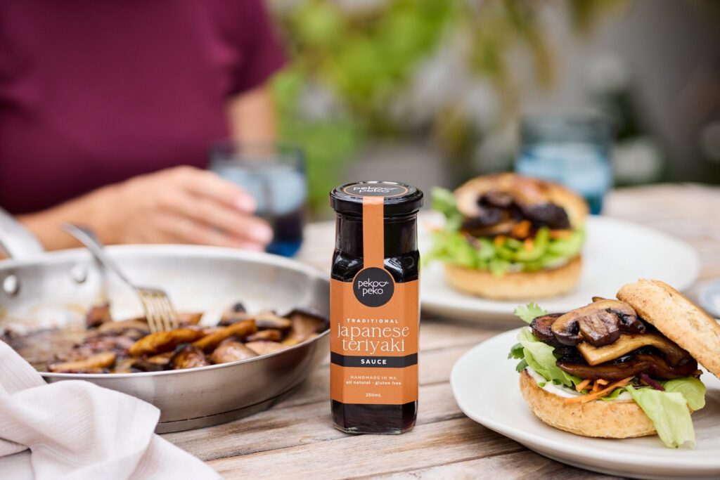 Teriyaki Mushroom Burgers with Traditional Teriyaki Sauce